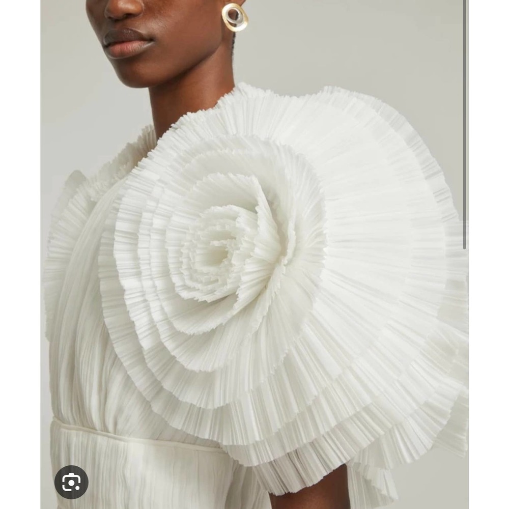 Aje. Dress Gown Expressive Pleated Maxi Dress Wedding Bride Puff Sleeve White 4 - Picture 5 of 14